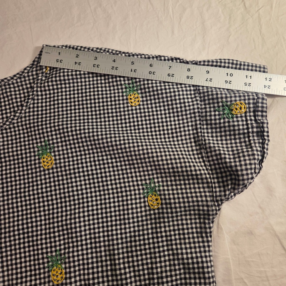 Girl Krazy Women's Pineapple Print Embroidered Gingham Peplum Bouse, Size L - Picture 10 of 10
